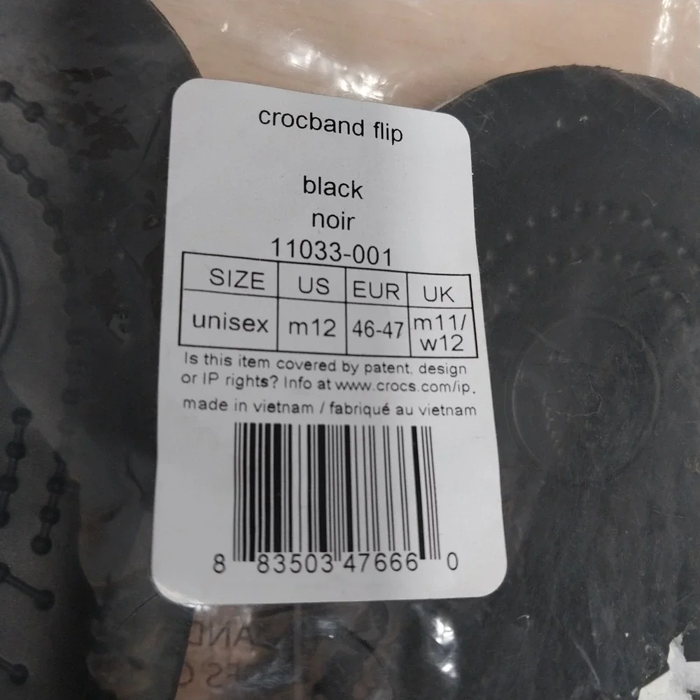 Crocs Crocband Flip Mens Sporty Lightweight Sandals Size M12 Black White